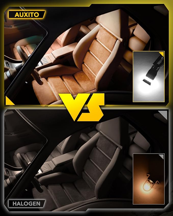 AUXITO 194 LED License Plate Light Canbus Error Free, 6000K White 168 175 2825 T10 W5W LED Bulbs for Car Interior Map Dome Trunk Exterior Parking Lights, Pack of 2