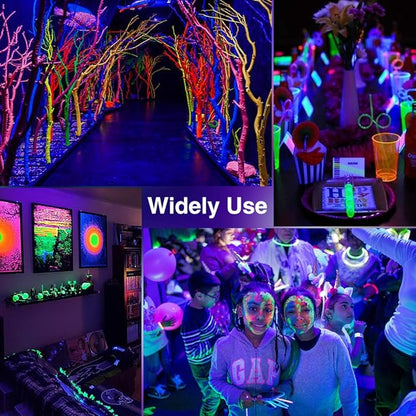 Onforu 4 Pack 38W LED Black Lights, Blacklight Flood Light with Plug, IP66 Waterproof, for Halloween Party, Glow in The Dark, Stage Lighting, Aquarium, Body Paint, Fluorescent Poster, Neon Glow,Black