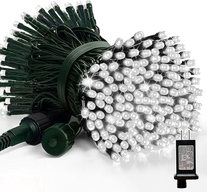 LAMPHOME 66ft Christmas Decorative Mini Lights,200 LED Green Wire Fairy Starry String Lights Plug in, 16 Lighting Modes, for Indoor Outdoor Xmas Tree Wedding Party Decoration (White)