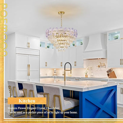 13-Light Modern Flower Elegant Chandeliers Purple 24" Luxury Chandelier Lighting Ceiling Pendant Light Fixture for Living Room Dining Room Kitchen Foyer