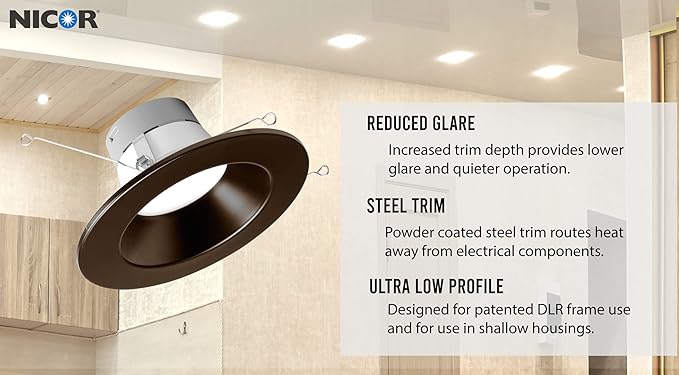 NICOR DLR566091203KOB DLR56(v6) 5/6-inch Oil-Rubbed Bronze 900 Lumen 3000K Recessed LED Downlight