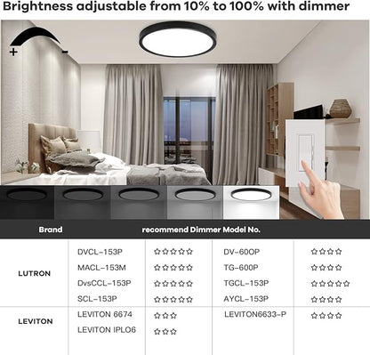 TALOYA Dimmable Flush Mount Ceiling Light,15.8Inch,24W,5 CCT,LED Ceiling Light Fixture for Bedroom,Kitchen,Living Room,Black