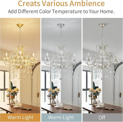 Crystal Chandelier, Nickel Crystal Lighting,5-Light Modern Chandelier for Living Room Kitchen Island Entryway Bedroom