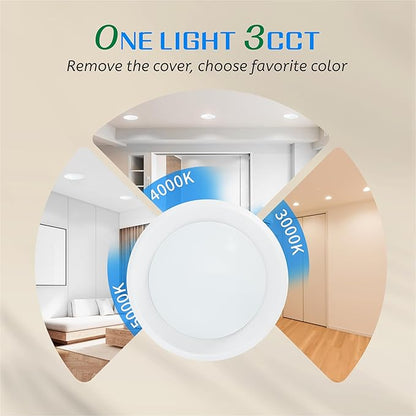 ECOELER 3CCT LED Disk Light, 6inch Dimmable LED Recessed Ceiling Lights, 16.5W 1000Lm, 3000K/4000K/5000K Selectable, Suitable for J-Box or Recessed Can, ETL & FCC Listed, 4Pack