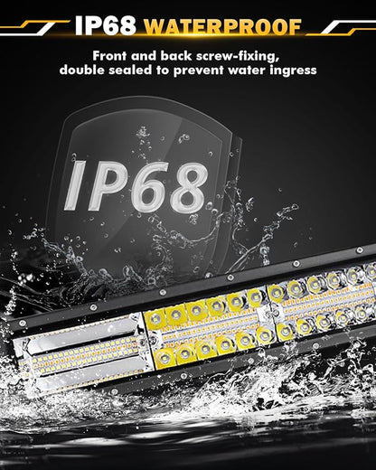 Auxbeam 42 Inch LED Light Bar, 240W Curved 6 Modes Amber White Strobe Fog Lights, Spot Flood ComboOffroad Driving Light for Truck Jeep