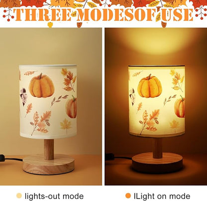 VIHOSE Fall Autumn Bedside Lamp Thanksgiving Pumpkin Table Harvest Lamp Vintage Decorations Lampshade for Table Living Room Dorm Home Office