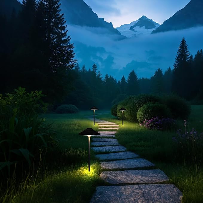Lumina Lighting® Low Voltage Landscape Lighting Cast-Aluminum Path and Area Light Warm White 3W G4 LED Bulb and ABS Ground Stake Included for Yard Walkway Lawn PAL0108-BkLED10 (Black,10-Pack)