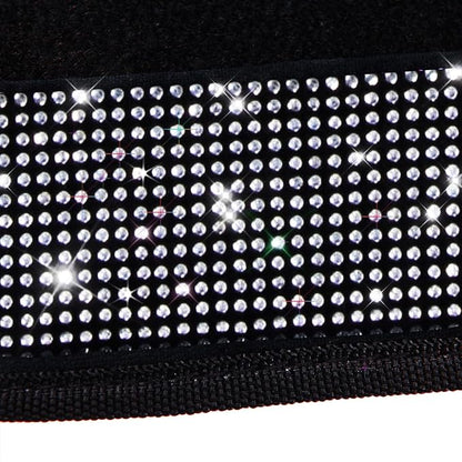 CAR PASS Bling Diamond Car Floor Mats, Shining Rhinestone Carpet Sparkly Glitter Crystal with Anti-Slip PVC Heel Pad Waterproof Universal Fit Automotive SUV,Sedan,Van,Cute Girl Women,4pcs Black Sliver