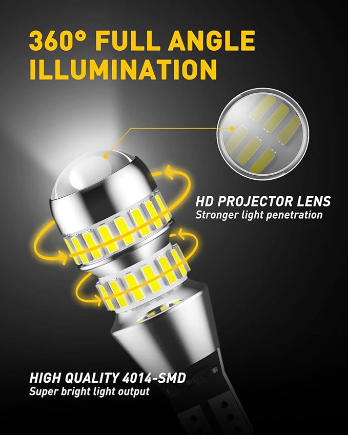 AUXITO 912 921 LED Bulbs for Backup Reverse Light Bulbs, 42-SMD 6000K Ultra Bright White, Non-polarity 906 W16W T15 921 LED Bulb Direct Back Up Parking Light Replacement Lamp, Pack of 2