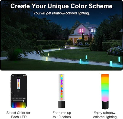 VTimes Outdoor Pathway Lights, Color Changing Walkway Lights, Waterproof Landscape Path Lights, APP/Control Box/Remote Control, Pathway Light Wired for Yard, Garage, Garden, Lawn Decor, 4 Pack