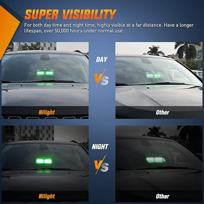 Nilight Green Emergency Strobe Lights Windshield Hazard Warning Safety Flash Light with Suction Cups Super Bright LED Lights for Police Enforcement Firefighters Vehicle Truck