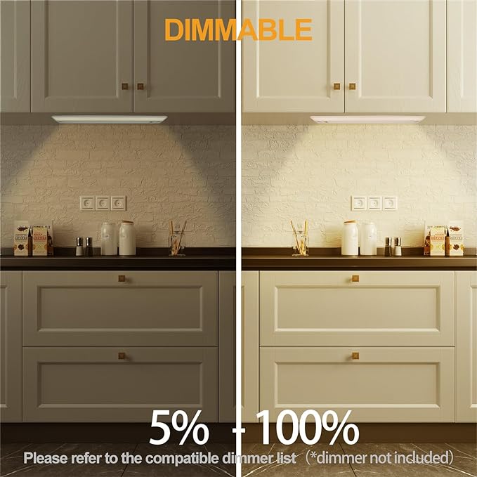 Ansen 2Packs of Under Cabinet Lighting Hardwired, 48in 26W 1720LM Dimmable Led Light for Kitchen/Closet, CRI 92+, R9 90+, 5 Color Temperature, 2700K-5000K(Warm White, Cool White, Daylight)