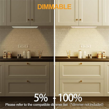 Ansen 2Packs of Under Cabinet Lighting Hardwired, 24in 18W 1237LM Dimmable Led Light for Kitchen/Closet, CRI 92+, R9 90+, 5 Color Temperature, 2700K-5000K(Warm White, Cool White, Daylight)