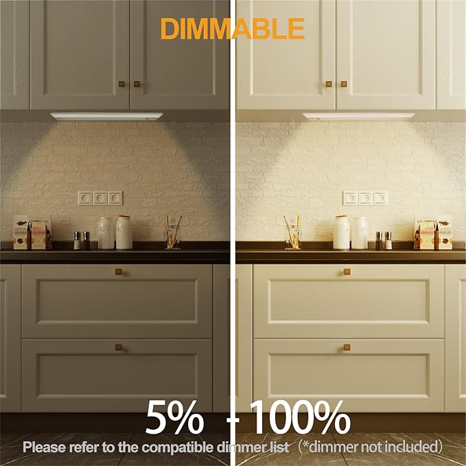 Ansen 2Packs of Under Cabinet Lighting Hardwired, 18in 15W 998LM Dimmable Led Light for Kitchen/Closet, CRI 92+, R9 90+, 5 Color Temperature, 2700K-5000K(Warm White, Cool White, Daylight)