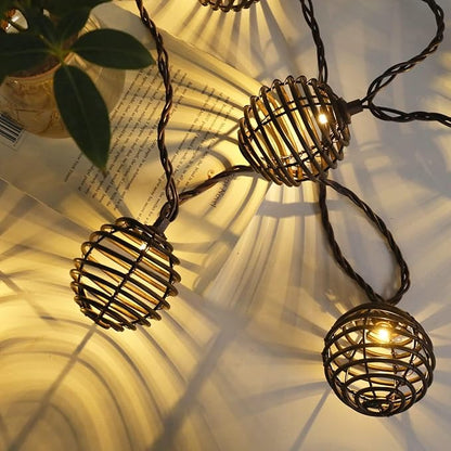 Vigdur Patio String Lights Outdoor, Brown Globe Lantern String Lights with 10 Bulbs Plug in, Connectable Indoor String Light for Home Garden Backyard Boho Decor(9.84FT)
