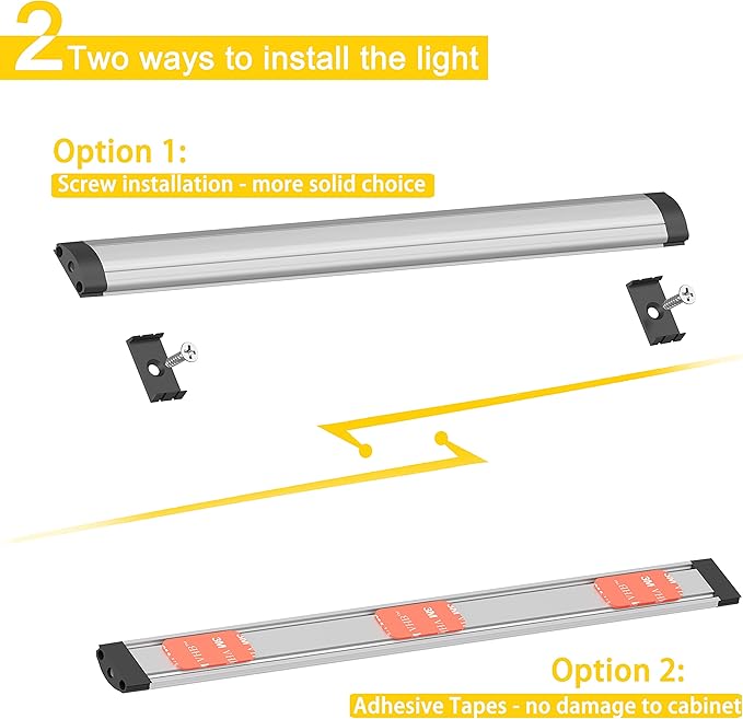 GETINLIGHT 12-inch Plug-in LED Under Counter Lights for Kitchen, Soft White 3000K, Pack of 3, IN-0110-23-SN