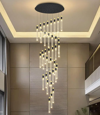 36-Lights Modern Chandelier LED Light Fixtures Adjustable High Ceiling Long Light Chandelier for Hallway Foyer Dimmable Lights with Remote Living Dining Ceiling Pendant Lighting