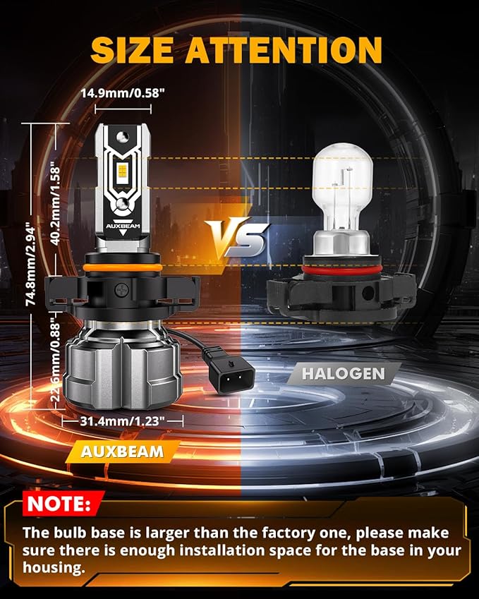 Auxbeam 5202 5201 Fog Lights, 10000LM 400% Brighter 5202 PS19W PS24W Fog Light, Yellow Strong Penetrating Light, Super Bright Plug and Play