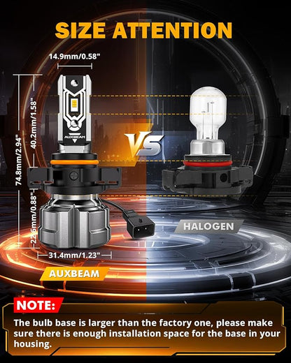 Auxbeam 5202 5201 Fog Lights, 10000LM 400% Brighter 5202 PS19W PS24W Fog Light, Yellow Strong Penetrating Light, Super Bright Plug and Play