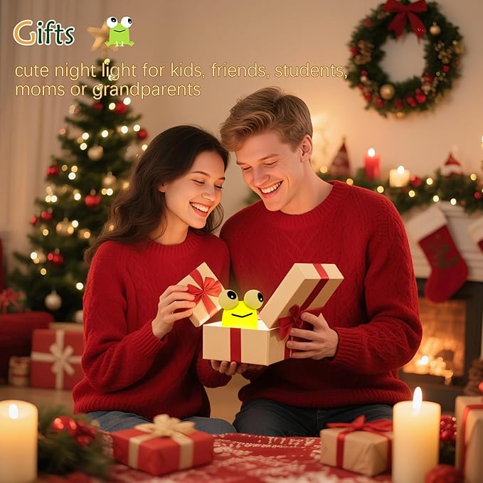 YR YRHH-PET Frog Night Light, Kids Squishy Cute Lamp, Big Eyes Frog Gifts, Rechargeable Dimmable Bedside Nightlight, Silicone LED Funny Light Up Animal for Boy Girls Baby Nursery College Dorm Decor