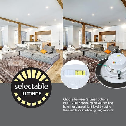 HALO RL 5/6 in LED Recessed Light Retrofit Selectable CCT 2700K, 3000K 3500K 4000K 5000K Dimmable Dim to Warm 900/1200 Lumens Wet Location Indoor Outdoor Ceiling Downlight RL56LS9FSD2W1EWH