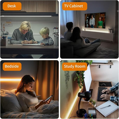 MY BEAUTY LIGHT 80in Smart Under Cabinet Lights, Handwave Sensor Under Counter Lights for Kitchen, 2700K-6500K 1090lm Stick-on Closet Light, Slim Cuttable Plug and Play Kitchen Lamp, 2 Rolls of 40in