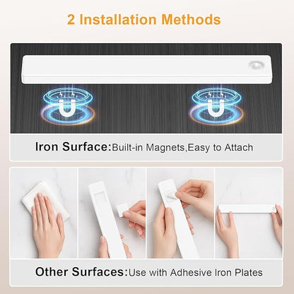 Under Cabinet Lighting, USB Rechargeable Motion Sensor Light Indoor, Battery Operated Closet Light, LED Cabinet Lights, Stick On Dimmable Under Counter Lights for Kitchen (2-Pack)