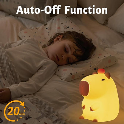 Attivolife Capybara Night Light, Cute Animal Silicone Nightlight with Dimmable & Timer, Portable Rechargeable LED Touch Lamp, Bedroom Table Decor Birthday Present for Boy Girl