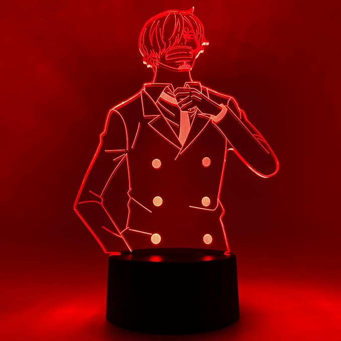 Otaku Lamps Sanji One Piece – Anime Lamp Figure Night Light, 16 Color RGB LED – 3D Anime Room Décor Gift for Otaku