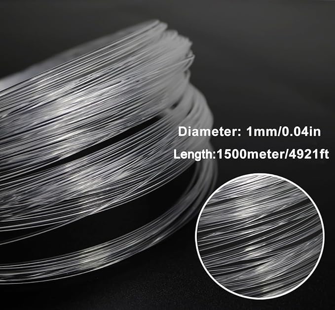 AZIMOM PMMA 0.04in(1mm) 4921ft(1500Meter) Plastic End Glow Fiber Optic Roll Cable for Fiber Optic Starlight Kits Project Twinkle Star Sky Ceiling Headliner Decor