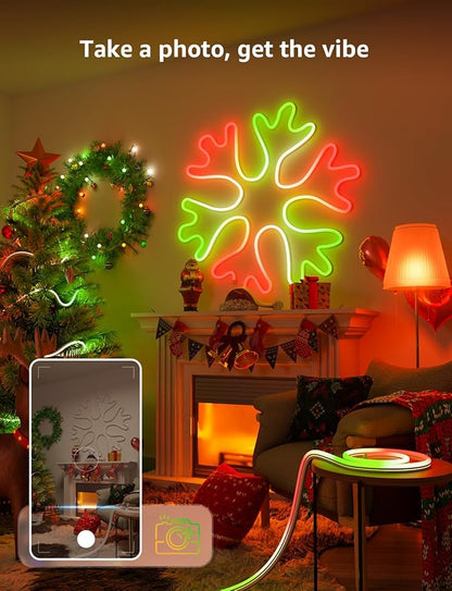 Lepro N1 AI Smart RGB Rope Lights for Christmas, Personalized AI Lighting Designer, LightBeats Music Sync, Color Segment DIY, Voice Control Via App, 9.84ft Wi-Fi & Bluetooth LED Strip Lights