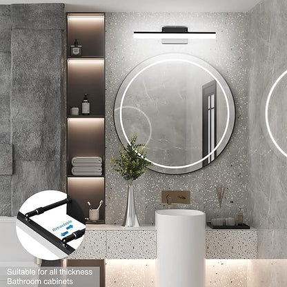 Aipsun 19.7 inch Modern Black Vanity Light Adjustable LED Bathroom Light Fixture Over Mirror Rotatable Vanity Lighting 5500K