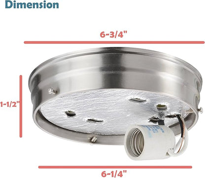 Aspen Creative 22106-09-1, Flush Mount Ceiling Fixture Shade Holder Kit in Brushed Nickel Finish 6-1/4" Fitter, 6-3/4" Diameter x 1-1/2" Height