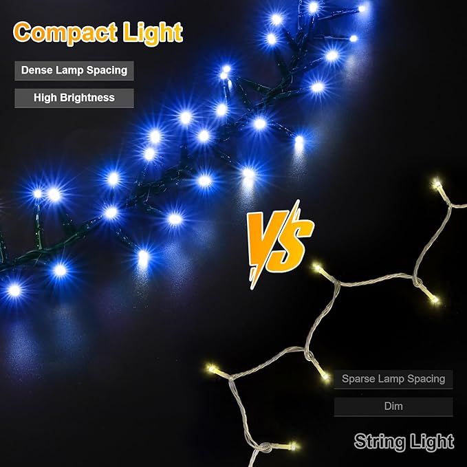 LAMPHOME 500 LED Blue String Lights, 46ft 11 Modes Connectable LED Lights, Waterproof Blue Fairy Lights Plug in, Christmas Tree Lights Outdoor for Xmas Party Garden Bedroom Decor
