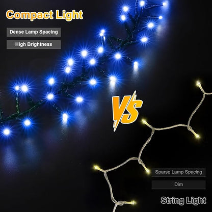 LAMPHOME 500 LED Blue String Lights, 46ft 11 Modes Connectable LED Lights, Waterproof Blue Fairy Lights Plug in, Christmas Tree Lights Outdoor for Xmas Party Garden Bedroom Decor