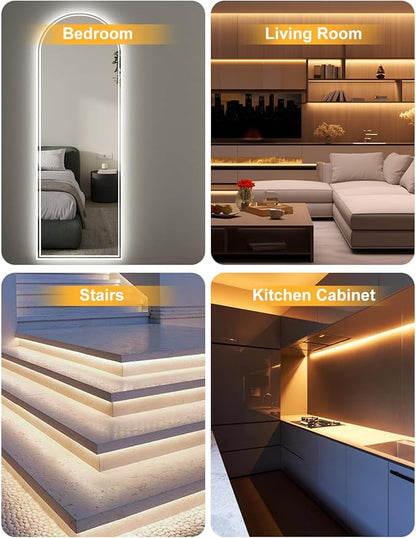 COB LED Strip Light 32.8ft, Dimmable 2300K-6500K White CCT Tunable, DC 24V Cuttable LED Tape Light, High Density 6080 LED 48W CRI 90, APP Remote Control, Music Mode, For Home DIY, Living Room, Bedroom