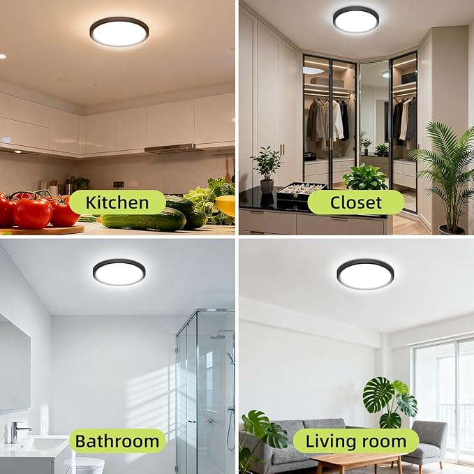 hepside 4PACK Flush Mount LED Ceiling Light Fixture 5CCT 9Inch 18W & 200W Equivalent Closet Light Fixture,Small Round Slim Surface Ceiling Lamp for Hallway,Bathroom,Bedroom,Kitchen,Interior