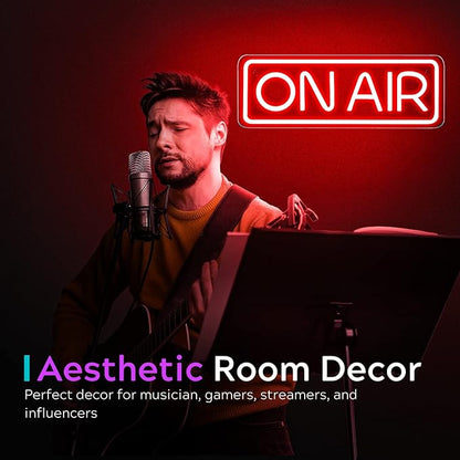 ON AIR Neon Sign - Live On Air Sign for Streaming/Gaming/Recording Studio Decor - LED Streaming Lights for Streamers/Gamers/Influencers - USB Powered with On/Off Switch On Air Light Sign