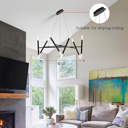 12 Light Black Chandelier Modern Kitchen Chandeliers Adjustable Arms Chandeliers Light Fixture Over Dining Table Comtemporary Metal Hanging Lights Fixture for Bedroom Entry Bathroom, G9