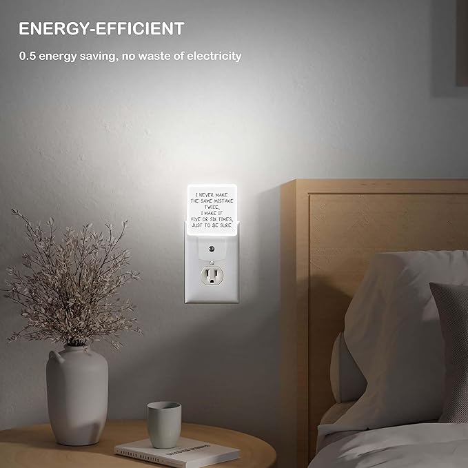 LED Night Light Lamp with Smart Sensor Dusk to Dawn Sensor,Funny Quote Saying Night Light Daylight White,0.5W Plug-into Wall for Adults,Bedroom,Bathroom,Hallway,Kitchen