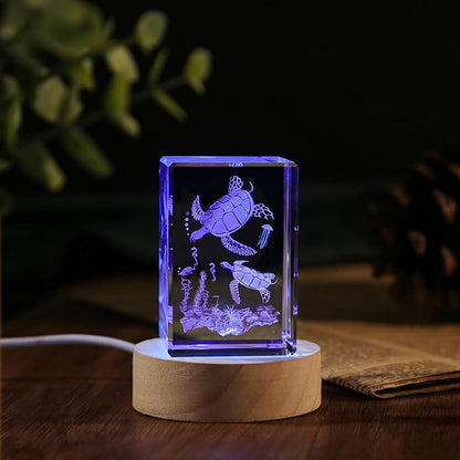 3D Crystal Night Light with Multicolor LED - Sea Turtle Figurines Decor Glass Figurine Lamp Stuff for Room Birthday for Boys Girls Best Friend Lovers Room Decor