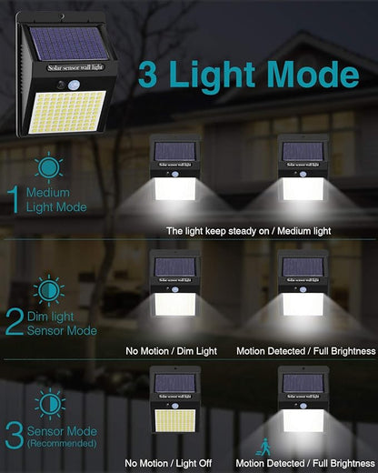 12 Pack Solar Lights Outdoor, 3 Modes/100LED Wireless IP65 Waterproof Solar Motion Lights Outdoor for Front Door, Backyard, Garage, Deck
