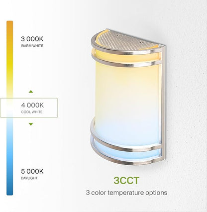 ASD LED Indoor Wall Mount Light Fixture - 8 Inch 15W Modern Interior Nickel Dimmable Wall Sconce Light - ETL 3000K 4000K 5000K Adjustable - Hallway, Bedroom LED Wall Lights