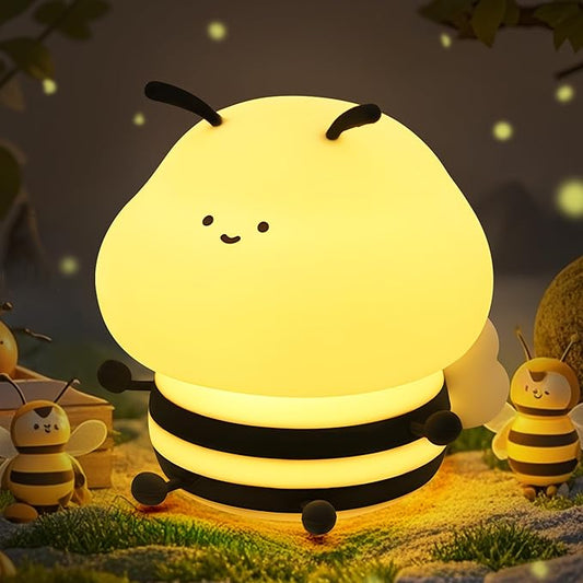 OkiyiD Bee Gifts, Cute Bee Night Light, Animal Silicone Nursery Lamp with Dimming and Timing Function, 9 Lighting Effects, Cute Room Decor Lights