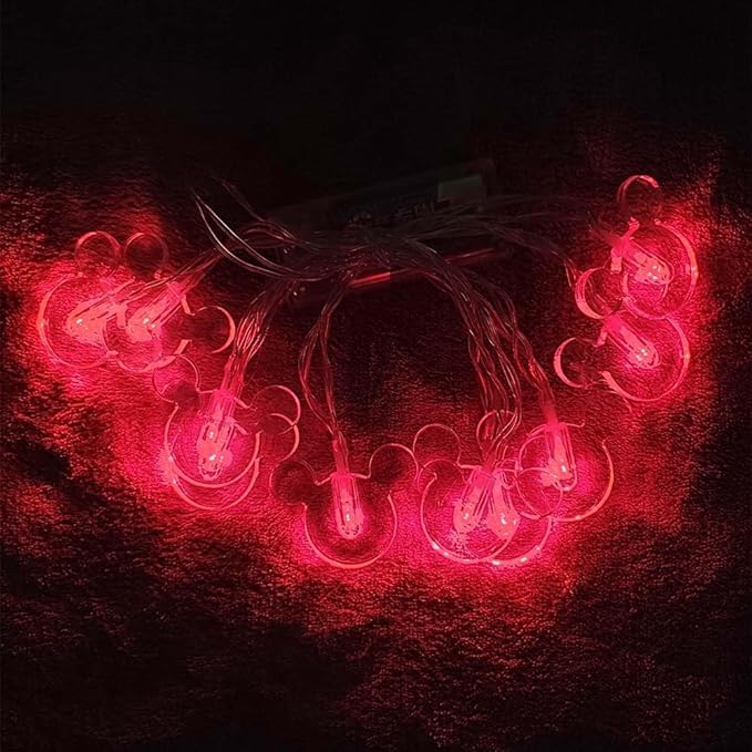 1.65m 10LEDs Decorative Cartoon Animal Mouse Night Mood Light Romantic Lamp for Home Indoor Bedroom Party Festival Décor (Red)