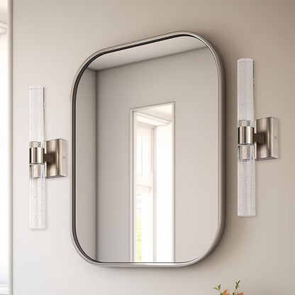 DORESshop Modern Wall Sconces Set of Two, 3CCT Crystal Bathroom Sconces Wall Light, Brushed Nickel Vanity Light Fixture, Sconce Wall Decor Set of 2, Wall Lights for Bedroom, Living Room, Hallway 18in