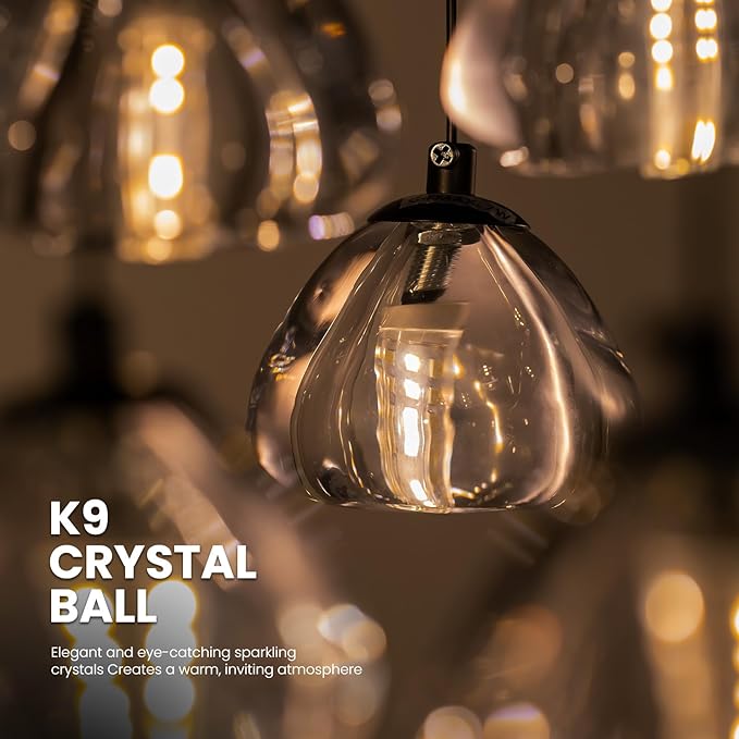 SNZ Modern Crystal Chandelier for Staircases, 18-Light High Ceiling Chandelier, 118" Long Adjustable Ceiling Light for Entrance, Large Chandeliers for High Ceilings, Hallway Entryway