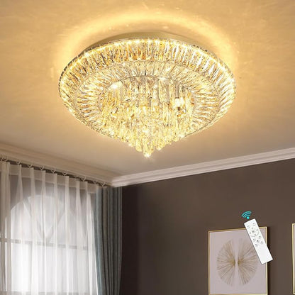 Modern LED Chandelier Crystal Ceiling Light Fixture Raindrop Chandeliers Dimmable Lighting for Living Room Dining Room Entryway Bedroom Gold