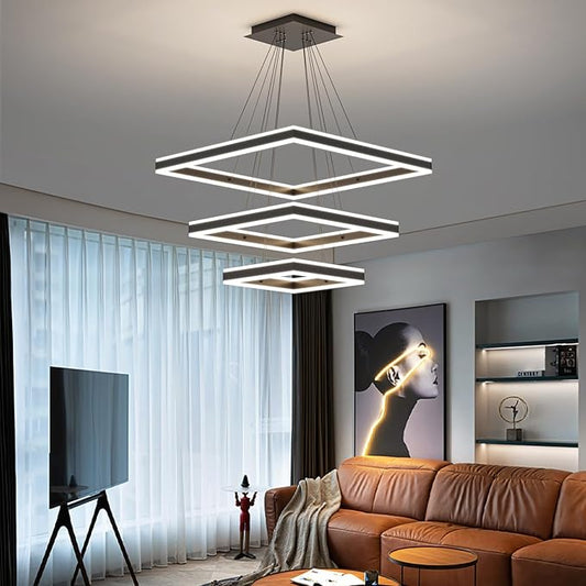 Ceiling Chandelier, with Remote Control Dimmable 3 Color Mode & Brightness (Warm & Cool & Neutral Light) Ceiling Chandelier, Acrylic Anti-Flicker Dining Light Fixture for Kitchen