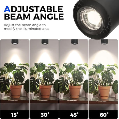 Barrina TR40c Track Grow Light for Indoor Growing, 3 x 40W, 15°-60° Adjustable Beam Angle, 4000K Ceiling Mount Full Spectrum Grow Lamp, LED H-Type Plant Light Bulbs for House Plants with Timer, Blcak